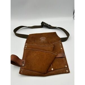 Nicholas Heavy Suede Cowhide Tool Pouch Brown Leather Hammer Loop Belt USA Made